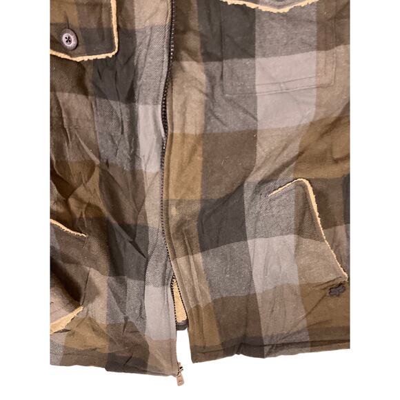 Vintage Fox Racing Flannel Jacket Sherpa Lined Mens XL – Brown Grey Plaid Zip-Up - Picture 5 of 6